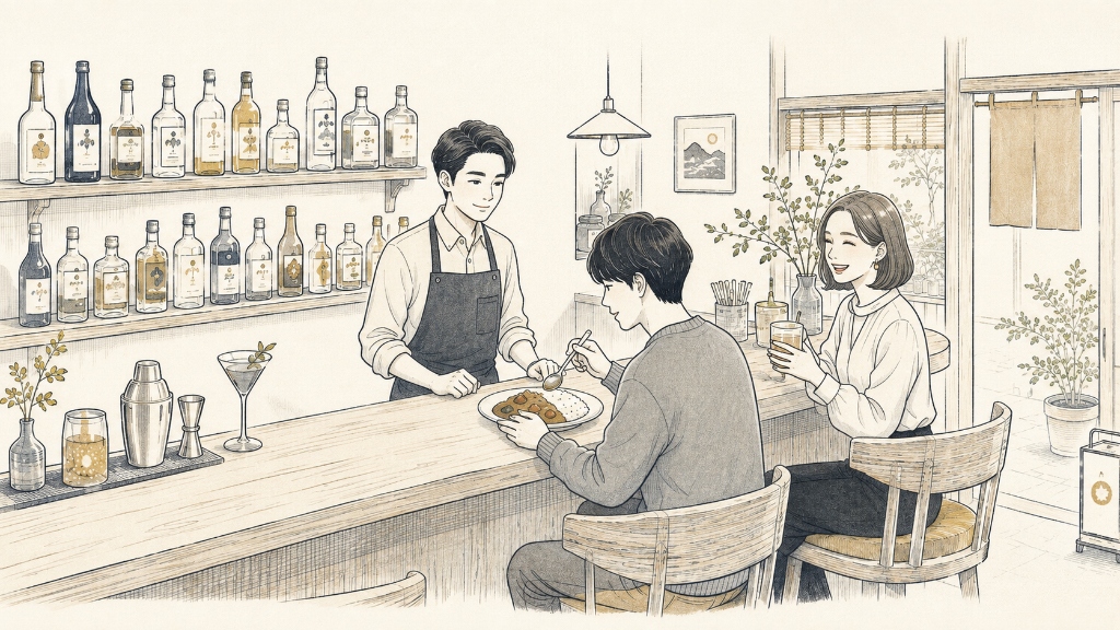 Curry & Bar Base Store Concept Illustration